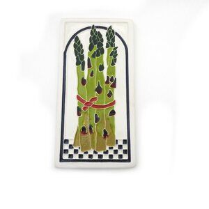 2000 Cindy Wallace Asparagus Ceramic Tile Wall Decor Checkerboard  Farmhouse